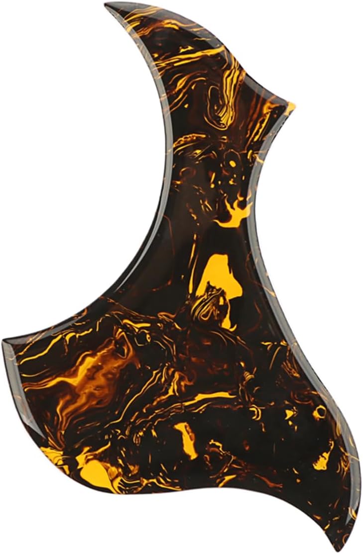 Domofa Acoustic Guitar Pickguard Thick Pick Guard Self Adhesive for Acoustic Guitar Replacement Parts (Yellow Pulp Pattern) - Image 1